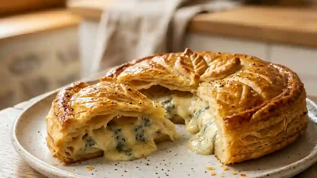 Tourte croustillante au bleu fondant - Photo de présentation