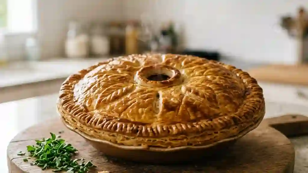 Tourte au poulet crémeuse et champignons - Photo de présentation