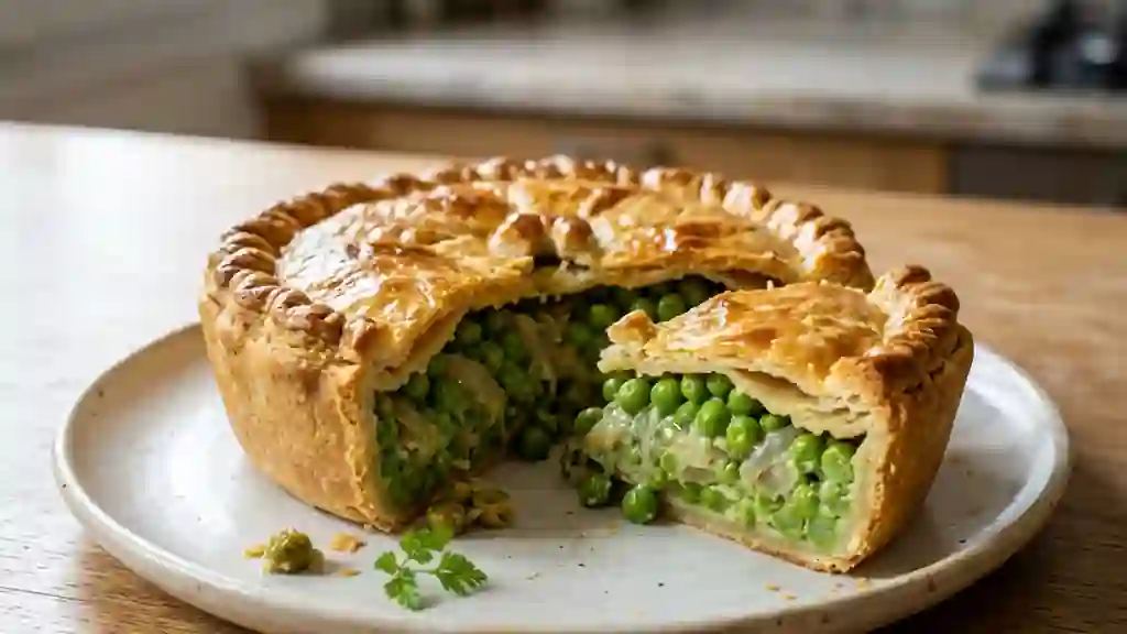 Tourte croustillante aux petits pois fondants - Photo de présentation