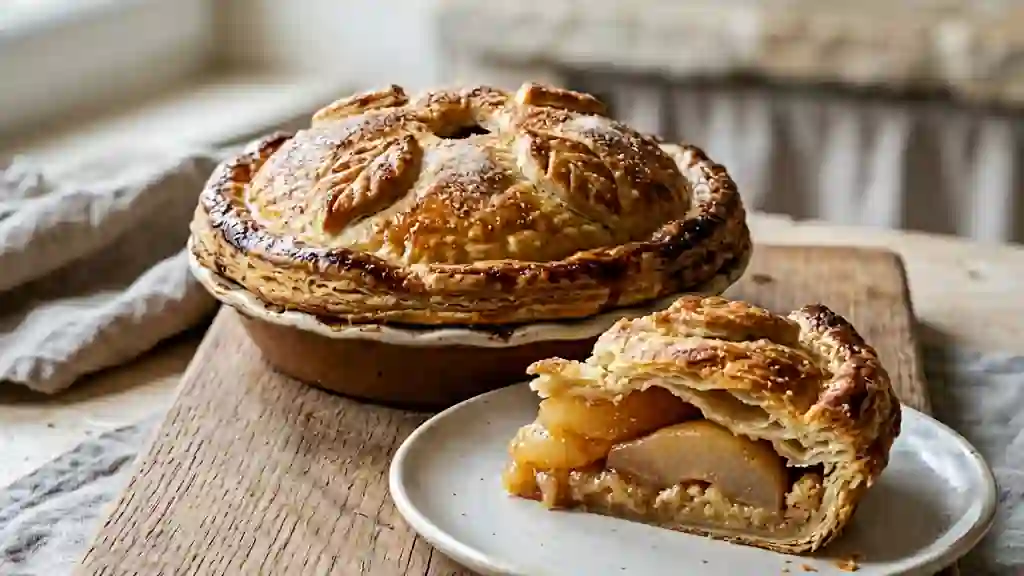 Tourte croustillante aux poires caramélisées - Photo de présentation