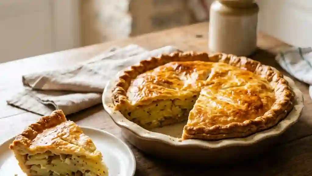 Tourte fondante aux pommes de terre et crème - Photo de présentation