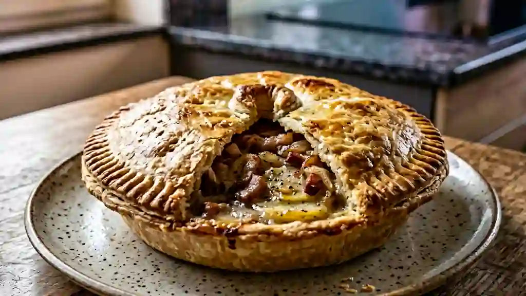 Tourte campagnarde au lard et oignons fondants - Photo de présentation