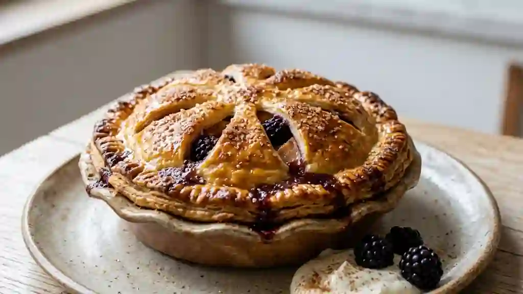 Tourte croustillante pommes-mûres à la cannelle - Photo de présentation