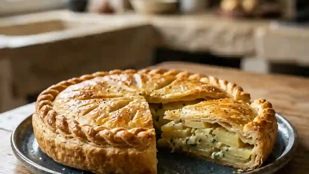 Tourte onctueuse pommes de terre et ciboulette - Photo de présentation