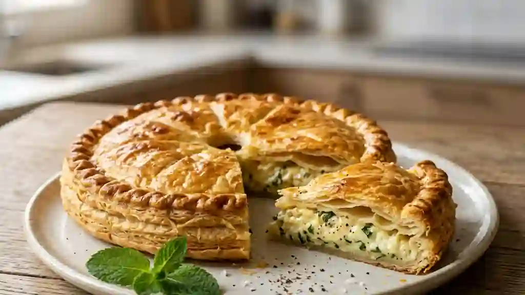 Tourte fondante au chèvre frais et menthe - Photo de présentation