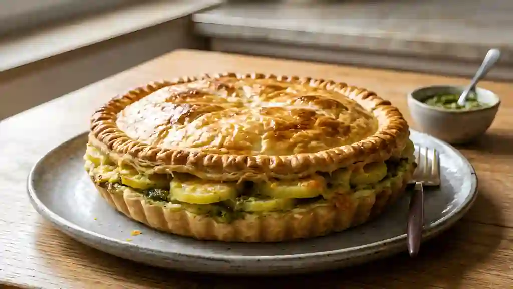 Tourte fondante aux pommes de terre et pesto - Photo de présentation