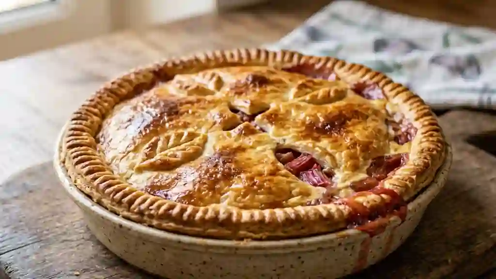 Tourte à la rhubarbe fondante et acidulée - Photo de présentation
