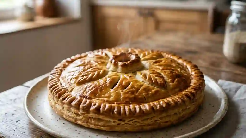Tourte dorée au jambon, champignons et comté - Photo de présentation