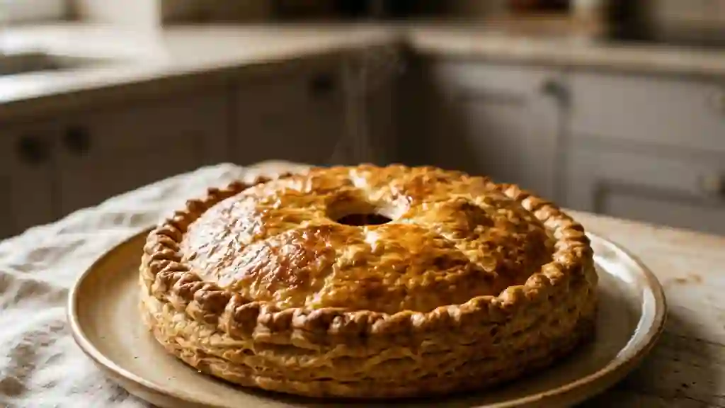 Tourte dorée jambon et fromage fondant - Photo de présentation