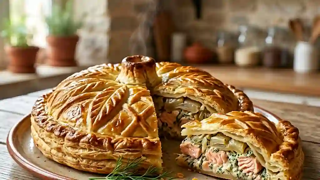 Tourte au saumon et endives braisées à l'aneth - Photo de présentation