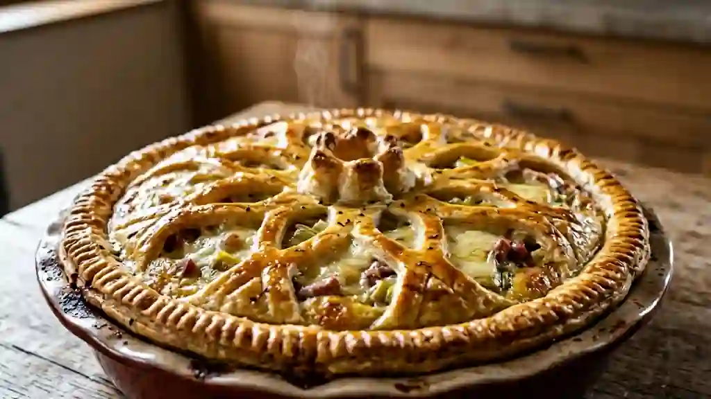 Tourte au reblochon coulant et poireaux fondants - Photo de présentation