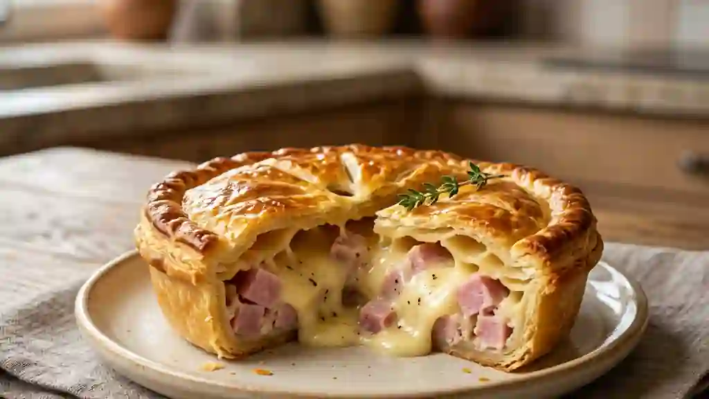 Tourte au jambon et fromage coulant - Photo de présentation