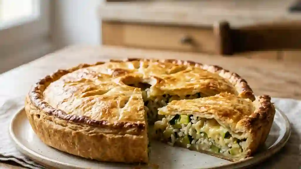 Tourte fondante au riz et courgettes - Photo de présentation