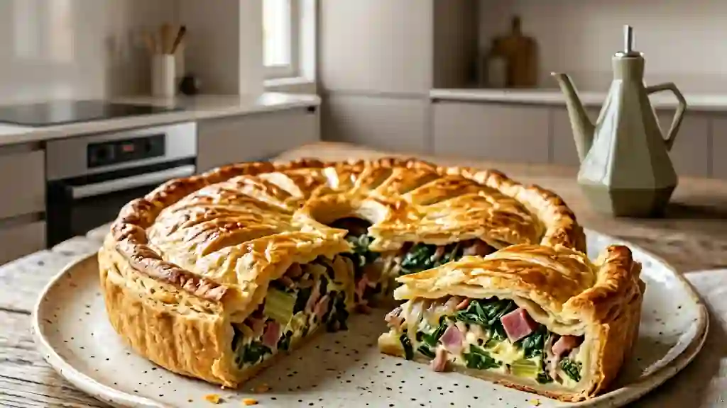 Tourte fondante aux blettes et jambon cru - Photo de présentation
