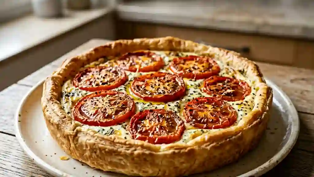 Tourte fondante tomates et fromage blanc frais - Photo de présentation