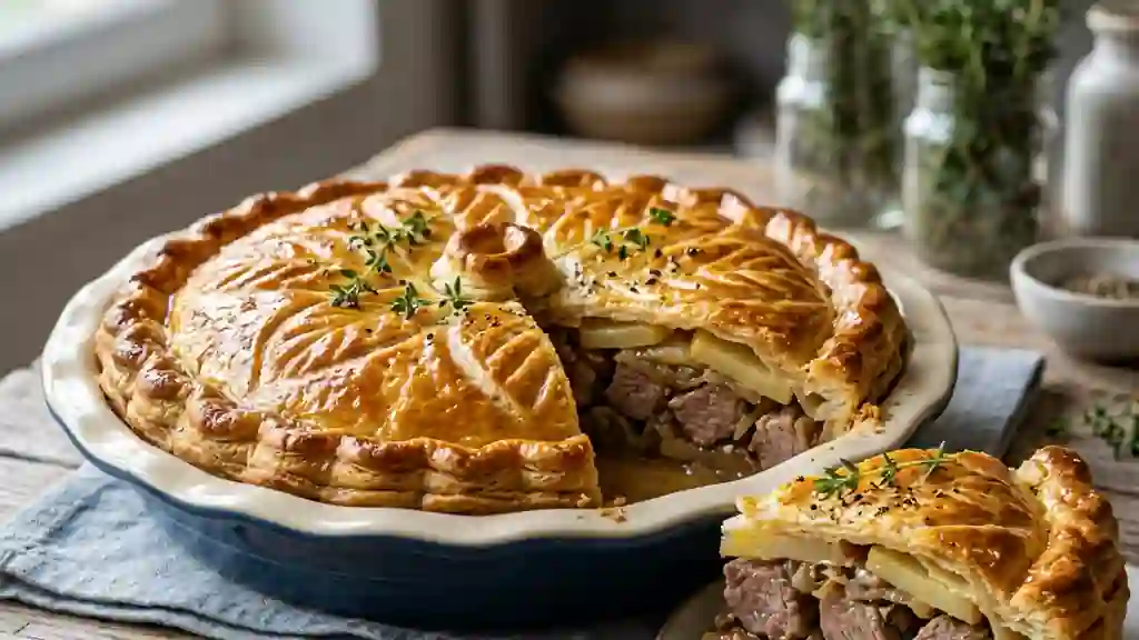 Tourte dorée au gigot d'agneau et thym - Photo de présentation
