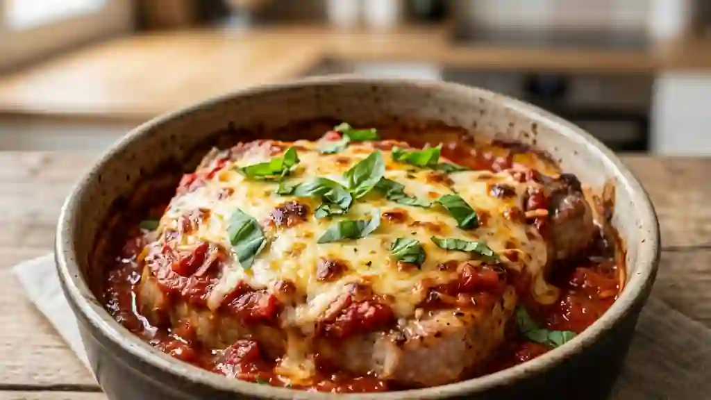 Porc à la pizzaïola, fondant et gratiné - Photo de présentation