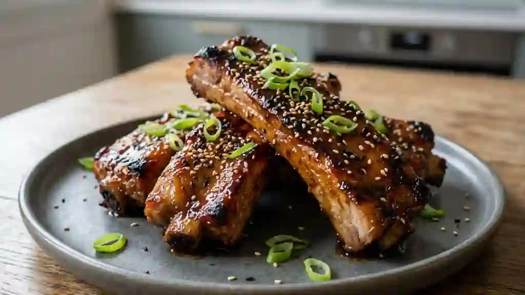 Ribs laqués au soja et gingembre fondant - Photo de présentation