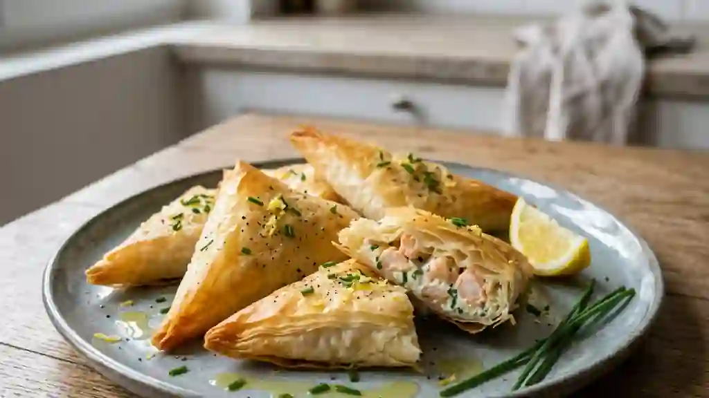 Triangles croustillants crevettes et citron - Photo de présentation