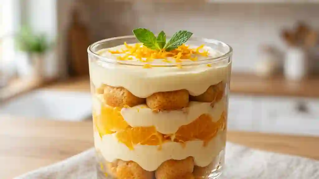 Trifle à l'orange onctueux et fondant - Photo de présentation