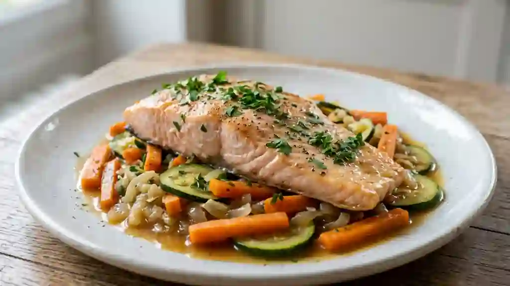 Truite Fondante au Gewurztraminer et Légumes - Photo de présentation