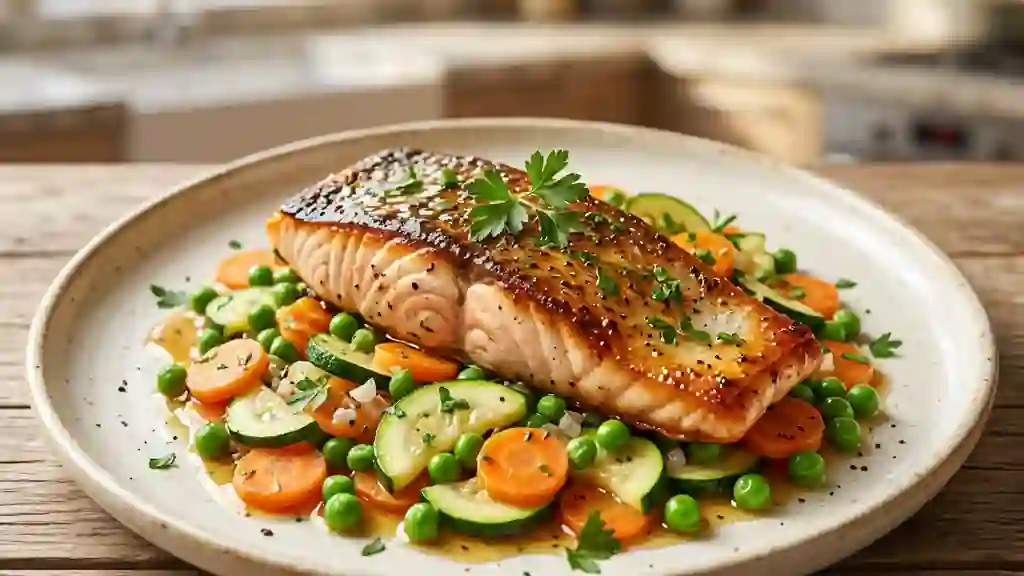 Truite Fondante au Riesling et Légumes Croquants - Photo de présentation