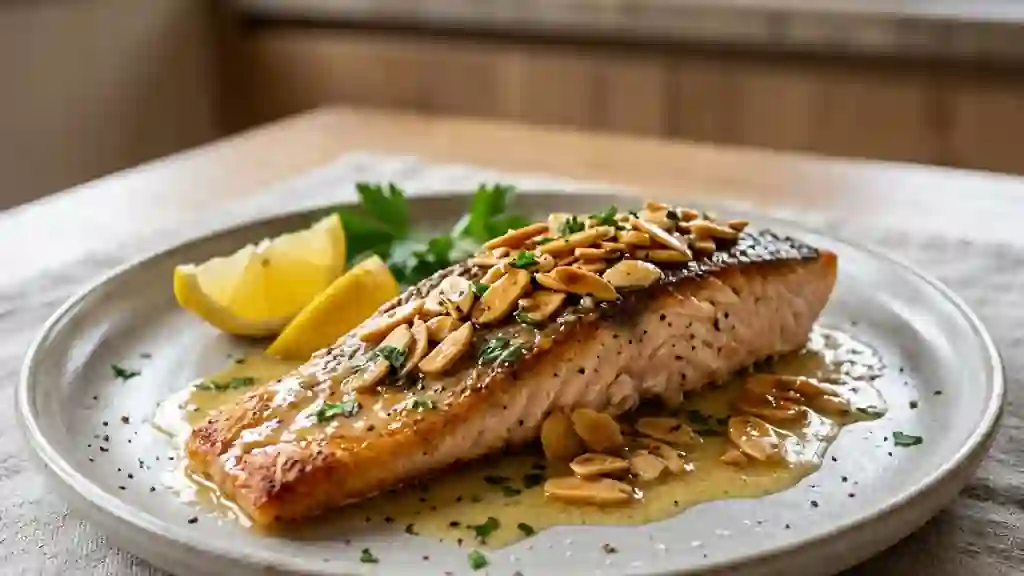 Truite nacrée au beurre citronné et amandes - Photo de présentation