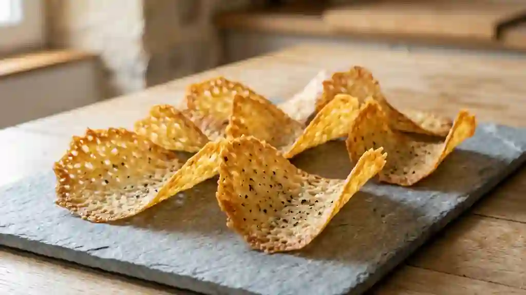 Tuiles de parmesan craquantes au poivre - Photo de présentation