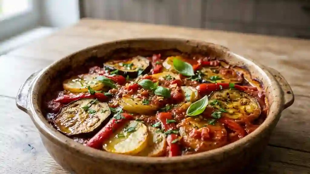 Tumbet majorquin : légumes confits au four - Photo de présentation