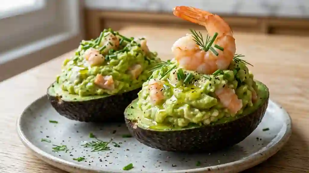 Turban d'avocat crémeux aux crevettes - Photo de présentation