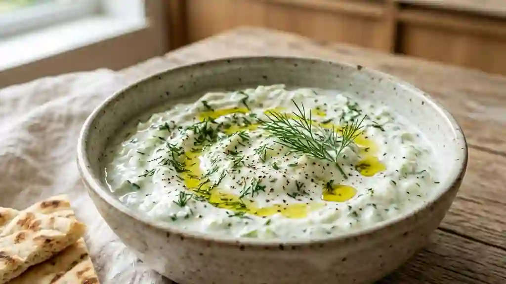 Tzatziki crémeux au concombre et yaourt grec - Photo de présentation
