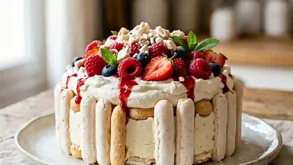 Vacherin glacé, meringue et fruits rouges - Photo de présentation