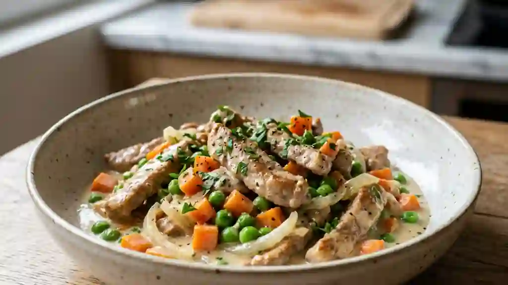 Veau fondant à la crème et légumes croquants - Photo de présentation