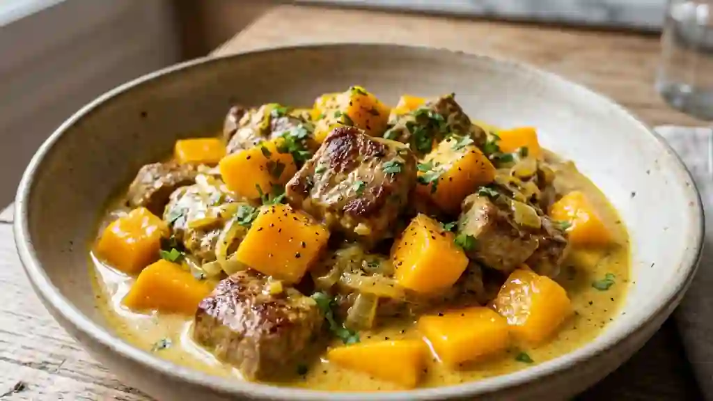 Sauté de veau fondant à la mangue et curry - Photo de présentation