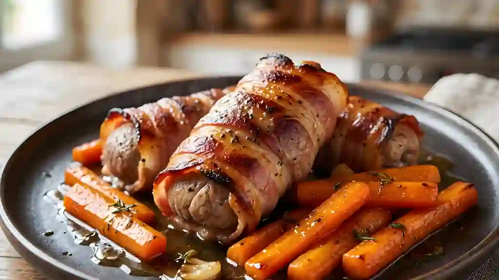 Veau lardé croustillant et carottes confites - Photo de présentation