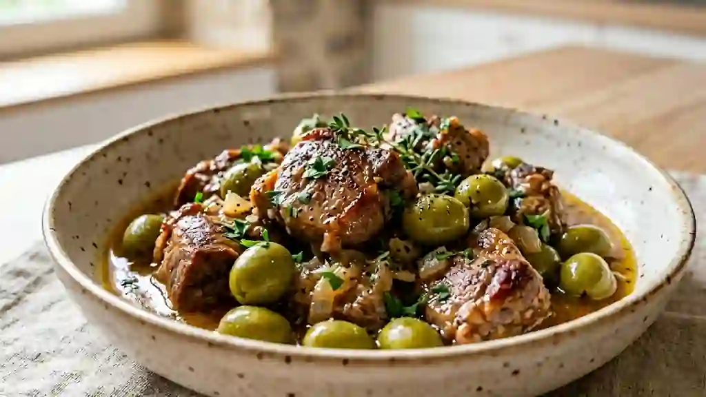Sauté de veau fondant aux olives vertes - Photo de présentation