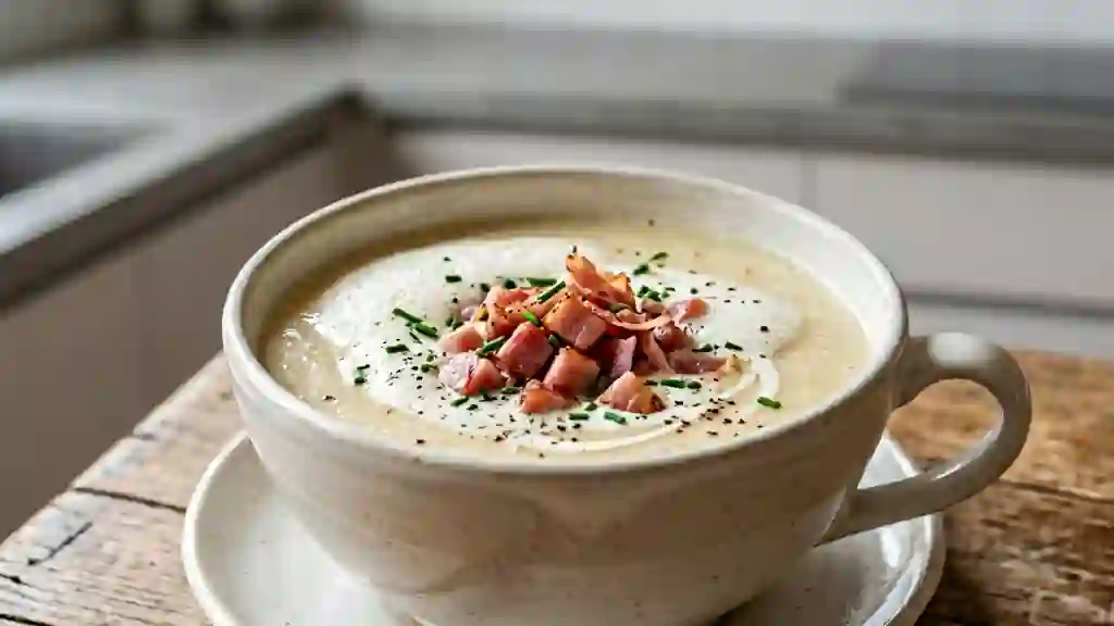 Cappuccino de céleri et jambon fumé - Photo de présentation