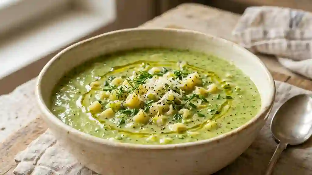 Velouté de brocoli crémeux et ses petites pâtes - Photo de présentation