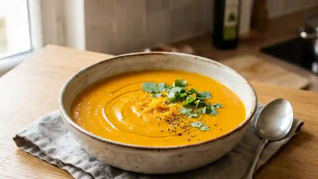 Velouté de carottes soyeux à l'orange - Photo de présentation