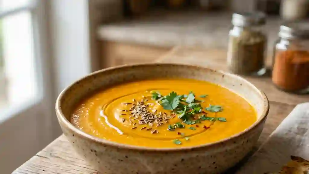 Velouté de carottes soyeux au cumin - Photo de présentation