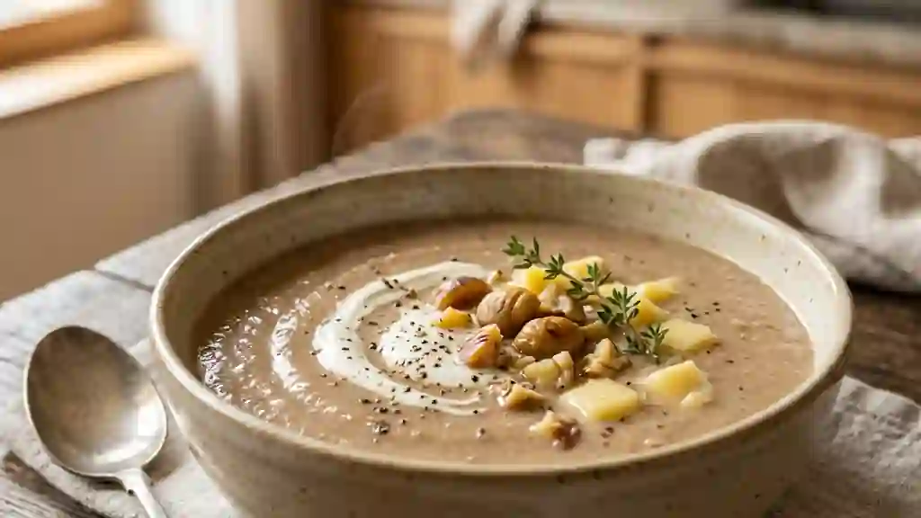 Velouté de châtaignes crémeux et Cantal fondu - Photo de présentation
