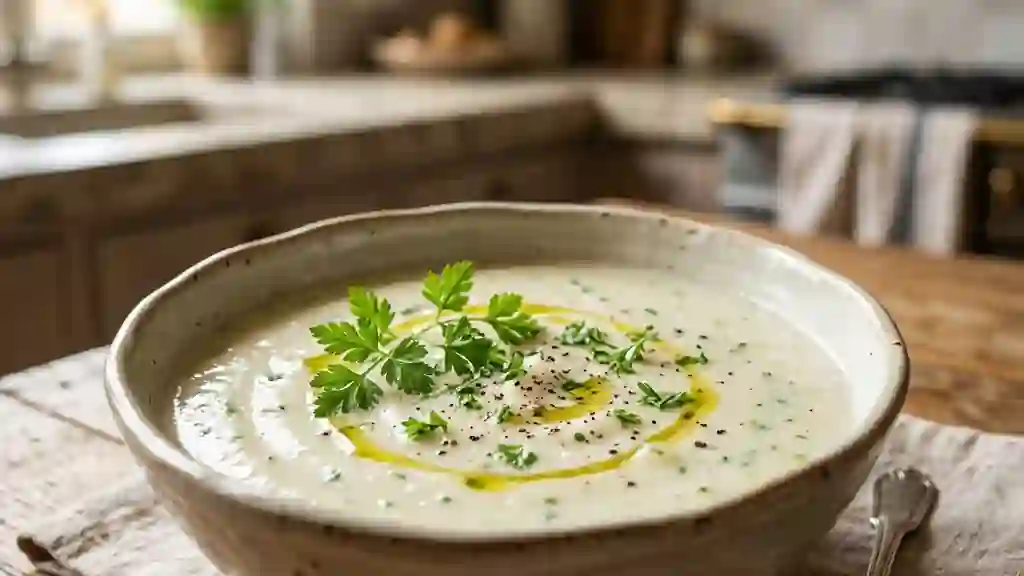 Velouté de chou-fleur onctueux au cerfeuil - Photo de présentation