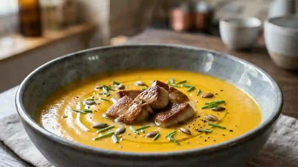 Velouté de butternut au foie gras fondant - Photo de présentation