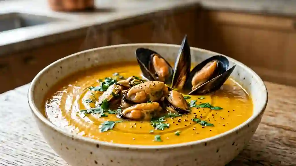 Velouté de courge onctueux aux moules - Photo de présentation