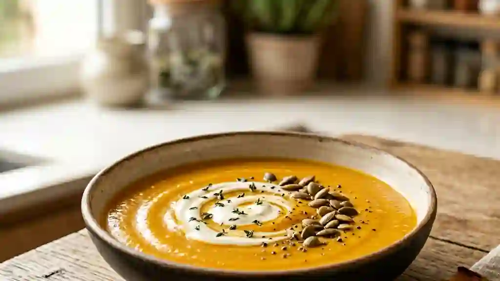 Velouté de courge onctueux à la crème - Photo de présentation