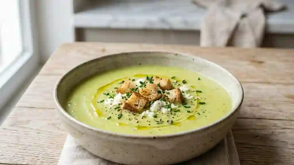 Velouté de courgettes au chèvre fondant - Photo de présentation
