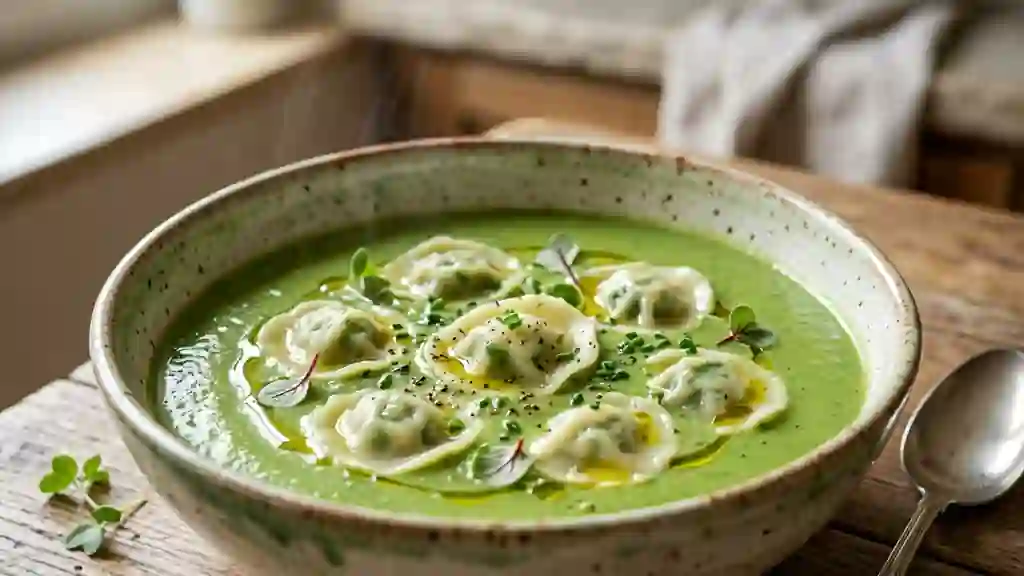 Velouté de fanes de radis et ravioles onctueuses - Photo de présentation