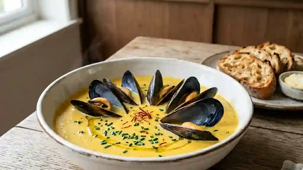 Velouté de moules onctueux au safran - Photo de présentation