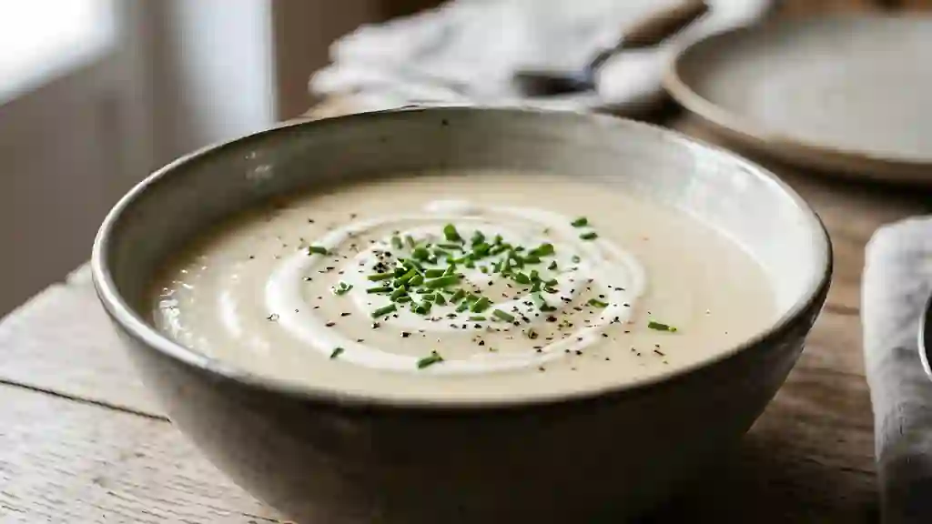 Velouté de pommes de terre soyeux et beurré - Photo de présentation