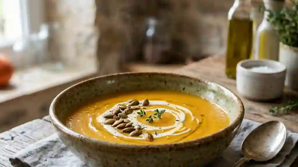 Velouté de potimarron soyeux à la crème - Photo de présentation